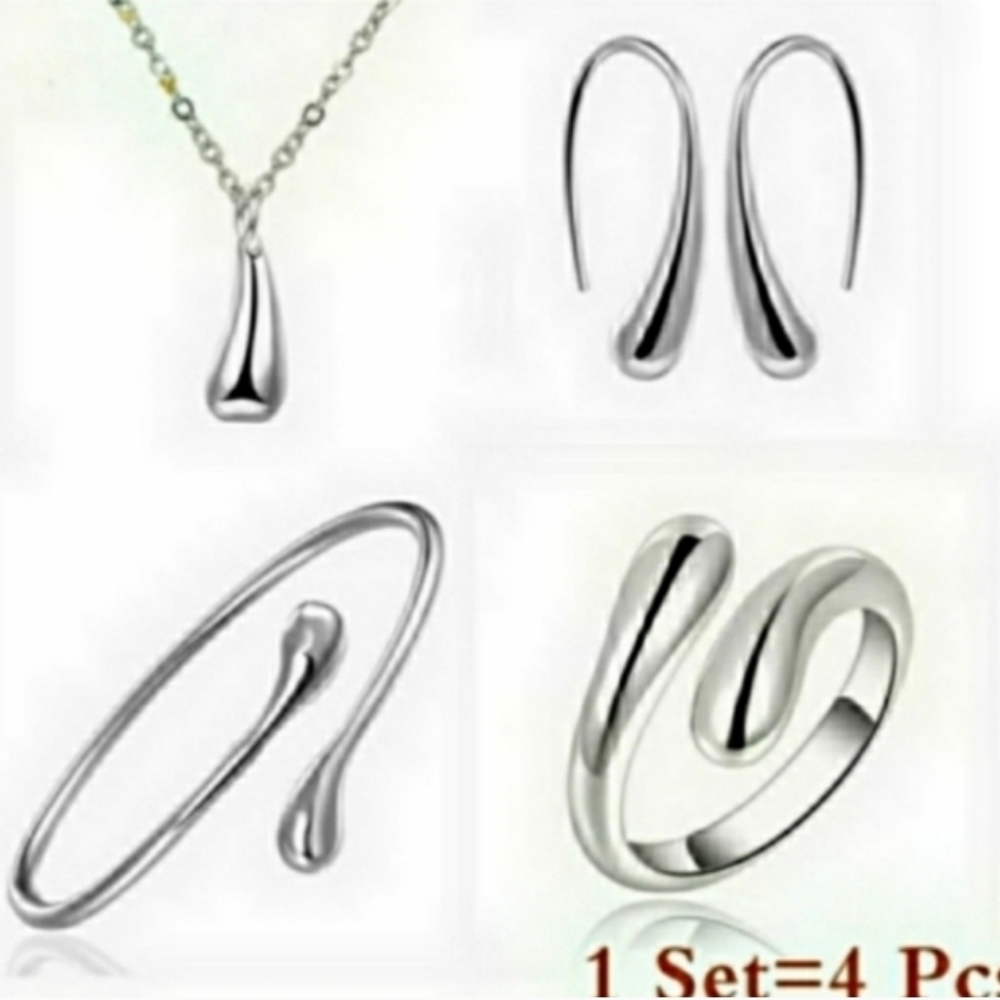 925 Sterling Silver Waterdrop Jewelry Set - Picture 4 of 7